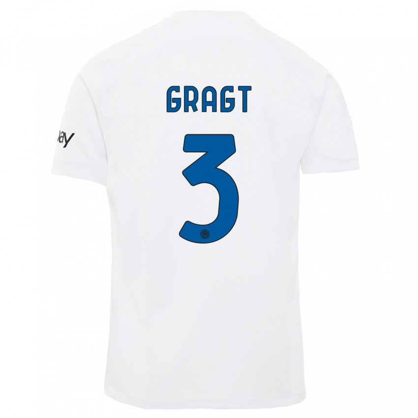 Enfant Maillot Stefanie Van Der Gragt #3 Blanc Tenues Extérieur 2023/24 T-Shirt Suisse