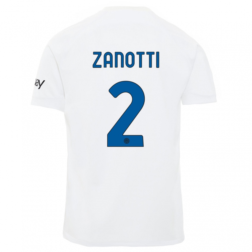 Enfant Maillot Mattia Zanotti #2 Blanc Tenues Extérieur 2023/24 T-Shirt Suisse