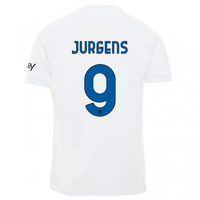 Enfant Maillot Oliver Jurgens #9 Blanc Tenues Extérieur 2023/24 T-Shirt Suisse