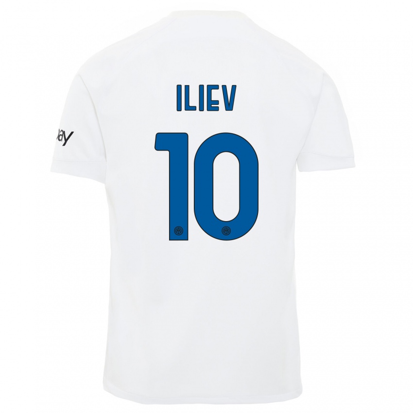 Enfant Maillot Nikola Iliev #10 Blanc Tenues Extérieur 2023/24 T-Shirt Suisse