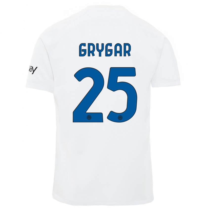Kinder Samuel Grygar #25 Weiß Auswärtstrikot Trikot 2023/24 T-Shirt Schweiz