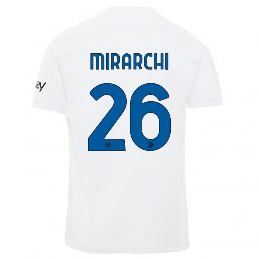 Enfant Maillot Mattia Mirarchi #26 Blanc Tenues Extérieur 2023/24 T-Shirt Suisse