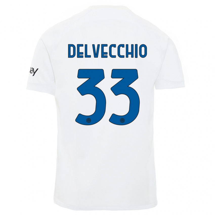 Kinder Gabriele Delvecchio #33 Weiß Auswärtstrikot Trikot 2023/24 T-Shirt Schweiz