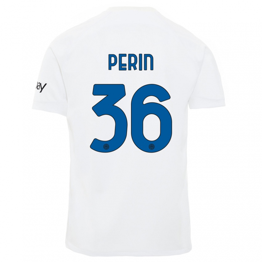 Kinder Nicolo Perin #36 Weiß Auswärtstrikot Trikot 2023/24 T-Shirt Schweiz