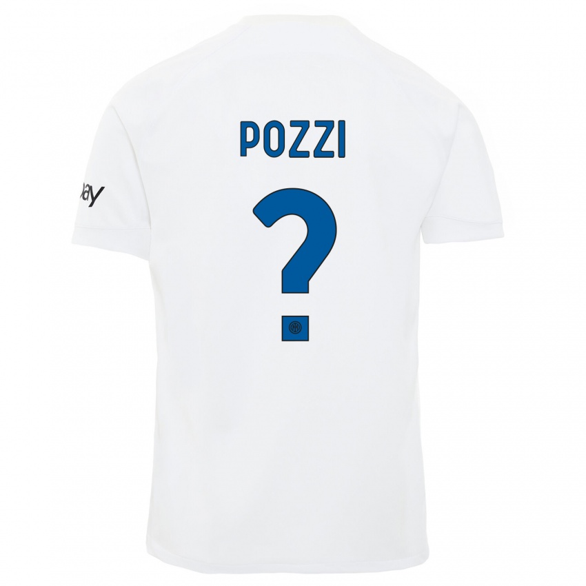 Enfant Maillot Andrea Pozzi #0 Blanc Tenues Extérieur 2023/24 T-Shirt Suisse