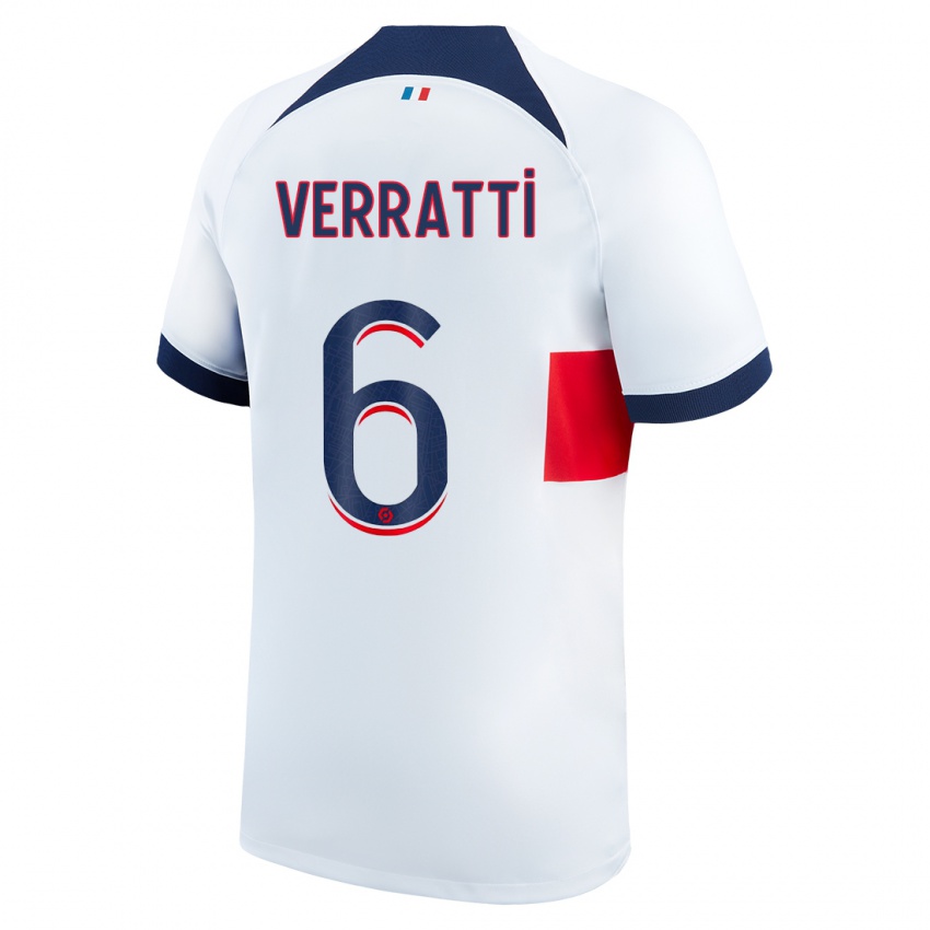 Enfant Maillot Marco Verratti #6 Blanc Tenues Extérieur 2023/24 T-Shirt Suisse