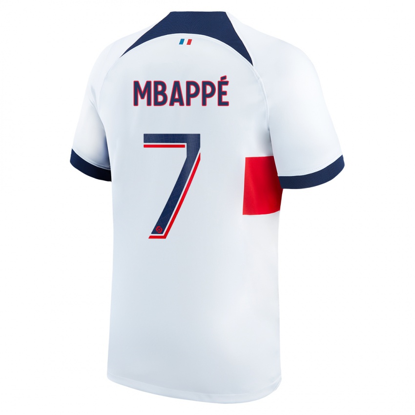 Enfant Maillot Kylian Mbappé #7 Blanc Tenues Extérieur 2023/24 T-Shirt Suisse