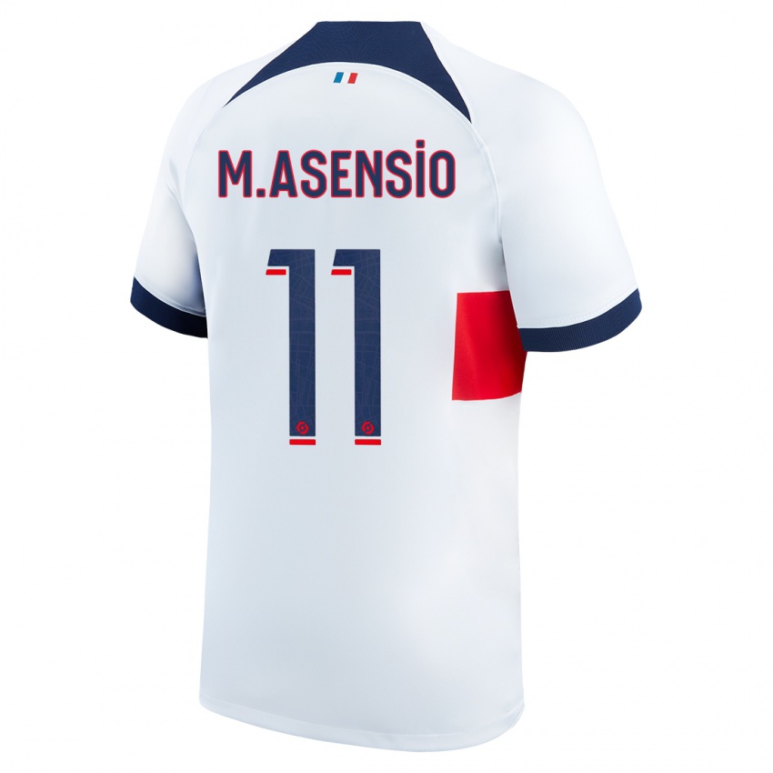 Enfant Maillot Marco Asensio #11 Blanc Tenues Extérieur 2023/24 T-Shirt Suisse