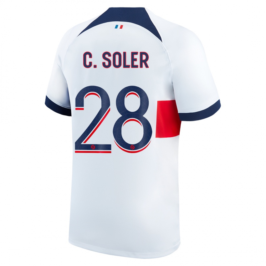 Kinder Carlos Soler #28 Weiß Auswärtstrikot Trikot 2023/24 T-Shirt Schweiz
