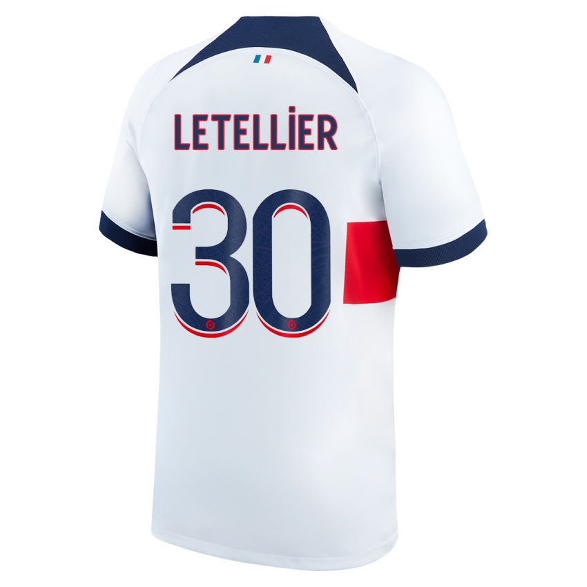 Enfant Maillot Alexandre Letellier #30 Blanc Tenues Extérieur 2023/24 T-Shirt Suisse