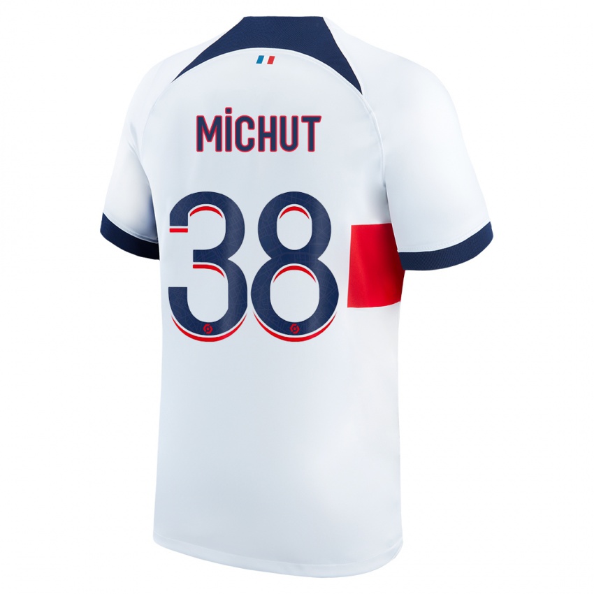 Kinder Edouard Michut #38 Weiß Auswärtstrikot Trikot 2023/24 T-Shirt Schweiz