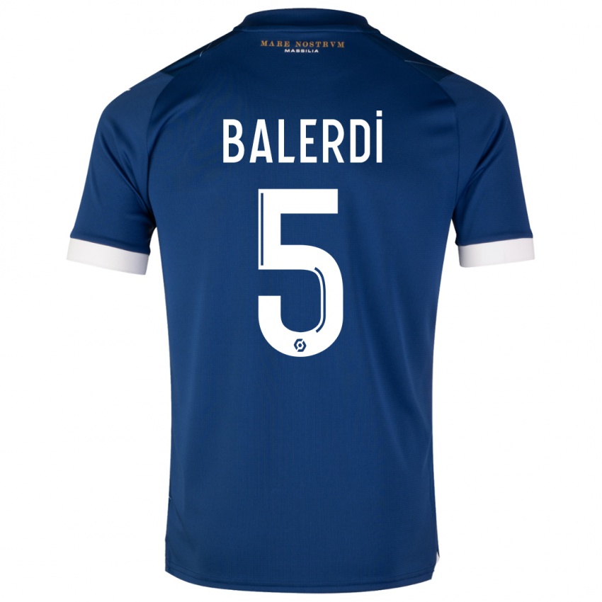 Kinder Leonardo Balerdi #5 Dunkelblau Auswärtstrikot Trikot 2023/24 T-Shirt Schweiz
