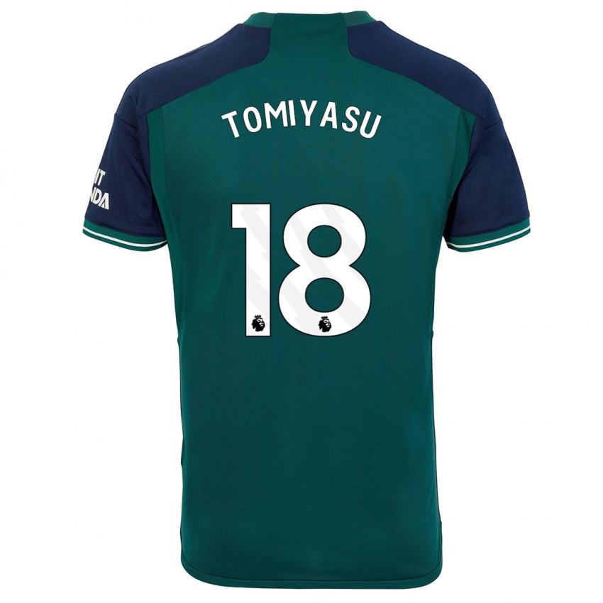 Kinder Takehiro Tomiyasu #18 Grün Ausweichtrikot Trikot 2023/24 T-Shirt Schweiz
