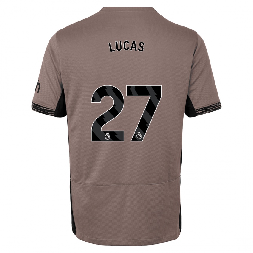 Enfant Maillot Lucas Moura #27 Beige Foncé Troisieme 2023/24 T-Shirt Suisse