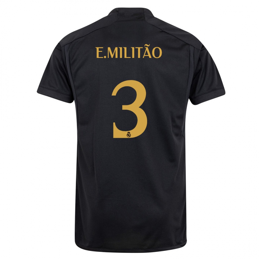 Enfant Maillot Eder Militao #3 Noir Troisieme 2023/24 T-Shirt Suisse