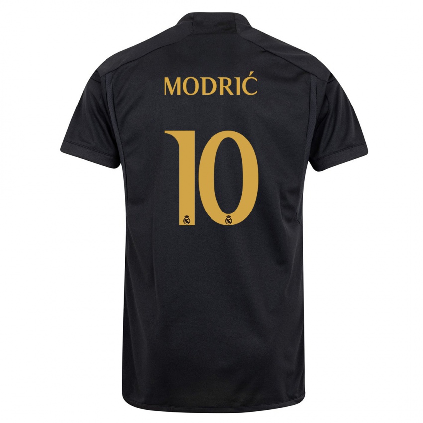 Enfant Maillot Luka Modric #10 Noir Troisieme 2023/24 T-Shirt Suisse