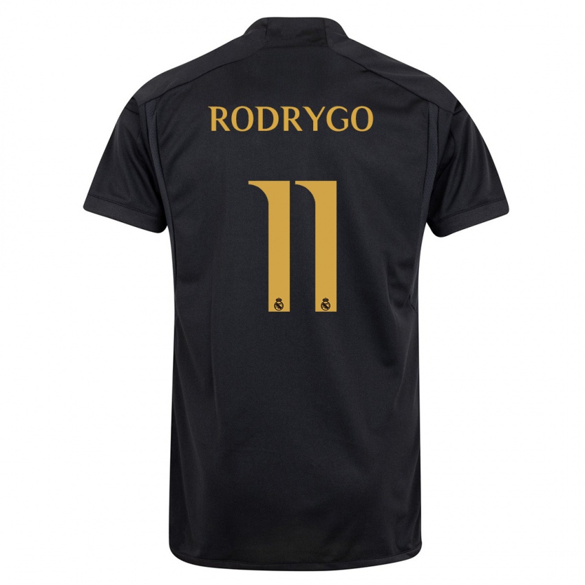 Enfant Maillot Rodrygo #11 Noir Troisieme 2023/24 T-Shirt Suisse