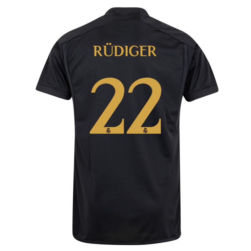 Kinder Antonio Rudiger #22 Schwarz Ausweichtrikot Trikot 2023/24 T-Shirt Schweiz