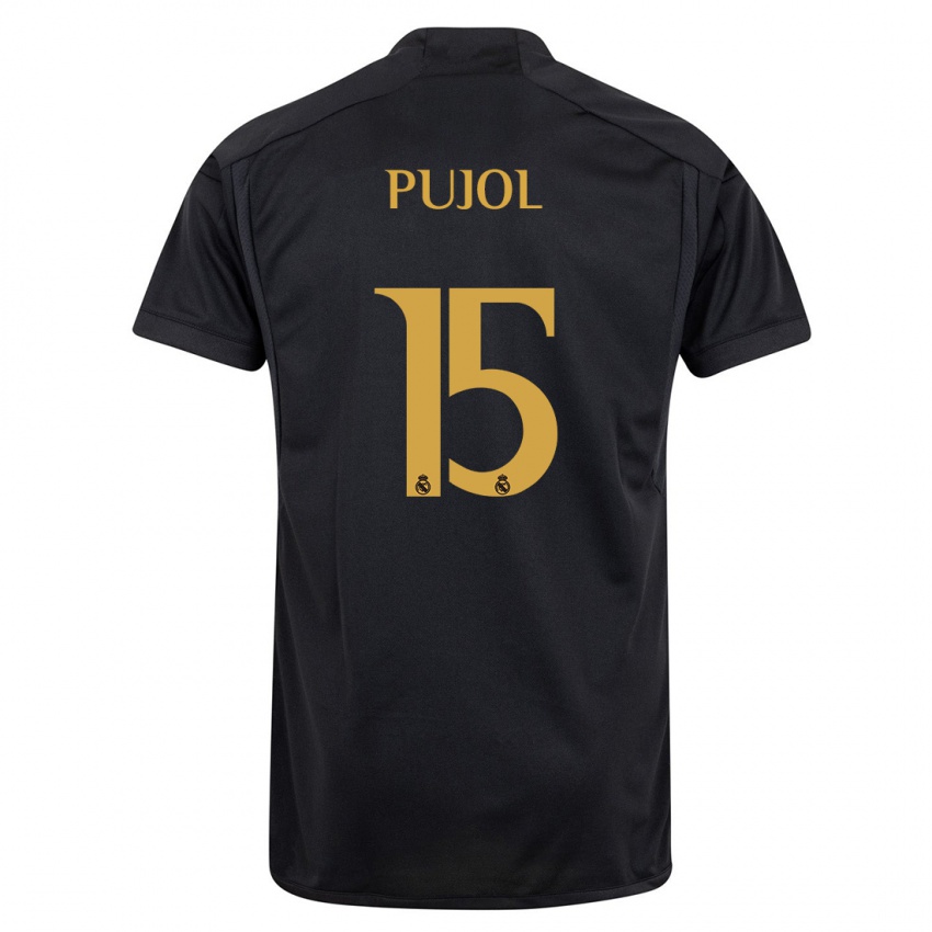Enfant Maillot Edgar Pujol #15 Noir Troisieme 2023/24 T-Shirt Suisse