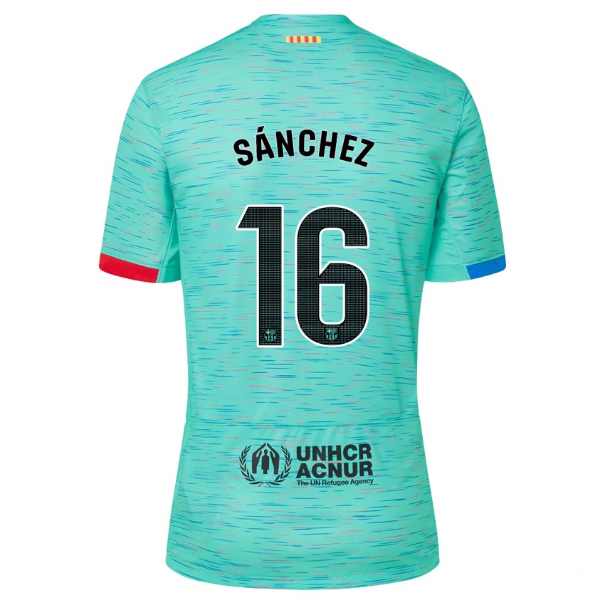 Kinder Edu Sánchez #16 Helles Aqua Ausweichtrikot Trikot 2023/24 T-Shirt Schweiz