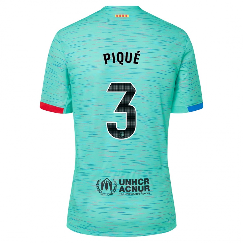 Enfant Maillot Gerard Pique #3 Aqua Clair Troisieme 2023/24 T-Shirt Suisse