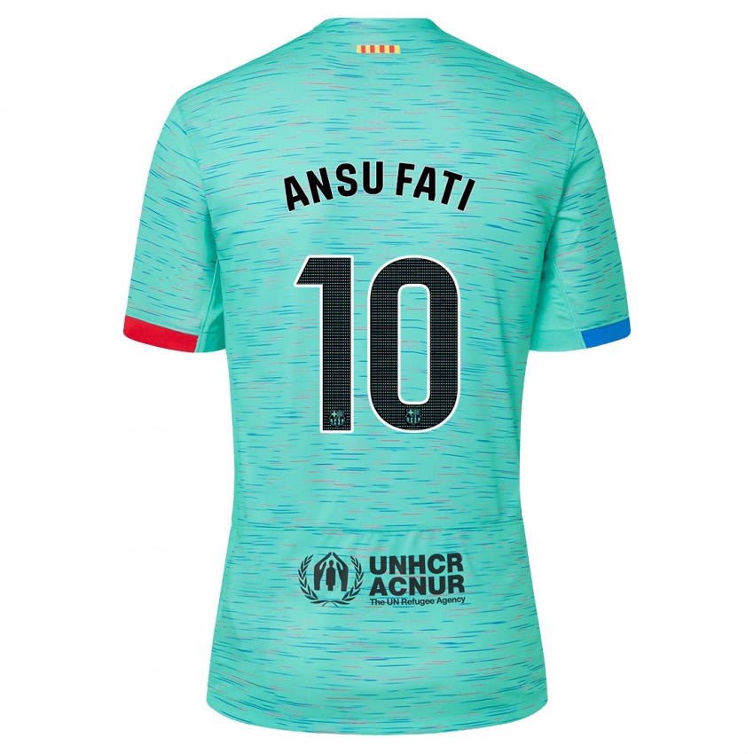 Enfant Maillot Ansu Fati #10 Aqua Clair Troisieme 2023/24 T-Shirt Suisse