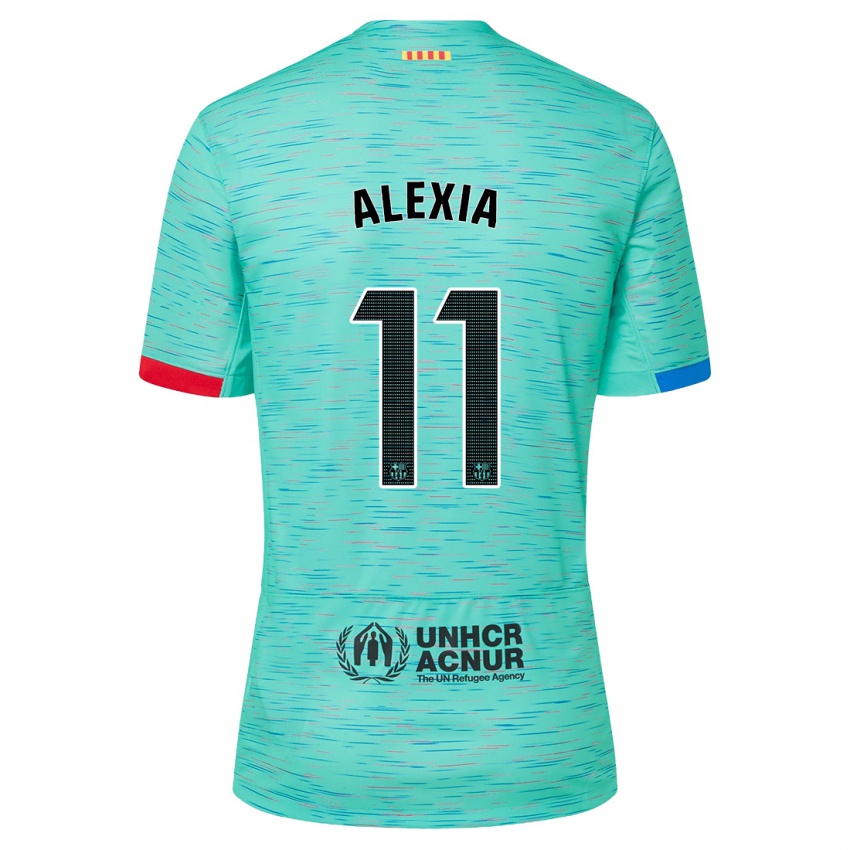 Kinder Alexia Putellas #11 Helles Aqua Ausweichtrikot Trikot 2023/24 T-Shirt Schweiz