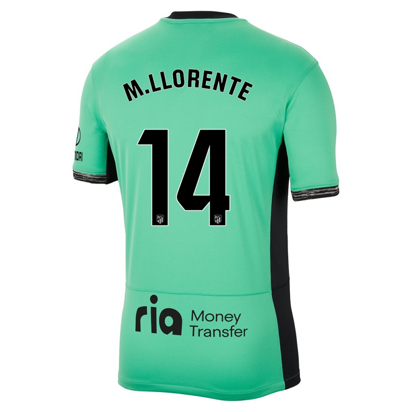 Kinder Marcos Llorente #14 Frühlingsgrün Ausweichtrikot Trikot 2023/24 T-Shirt Schweiz