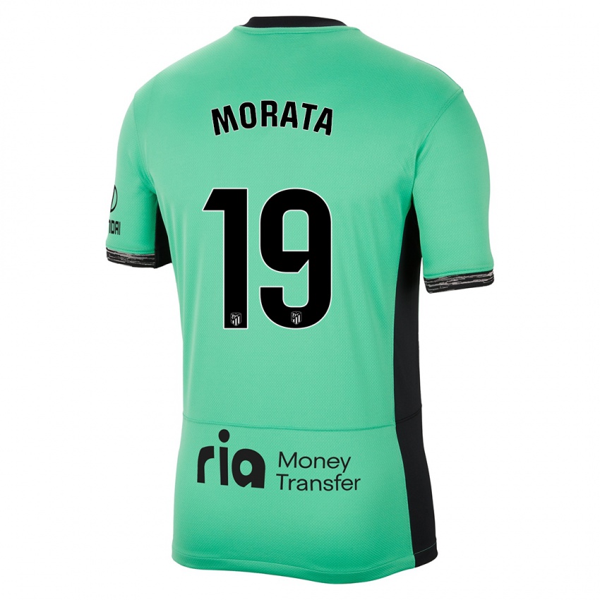 Enfant Maillot Alvaro Morata #19 Vert Printanier Troisieme 2023/24 T-Shirt Suisse