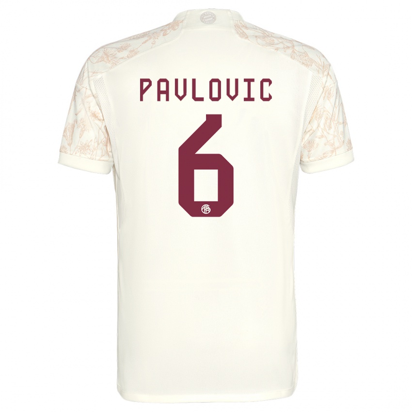 Enfant Maillot Aleksandar Pavlovic #6 Blanc Cassé Troisieme 2023/24 T-Shirt Suisse