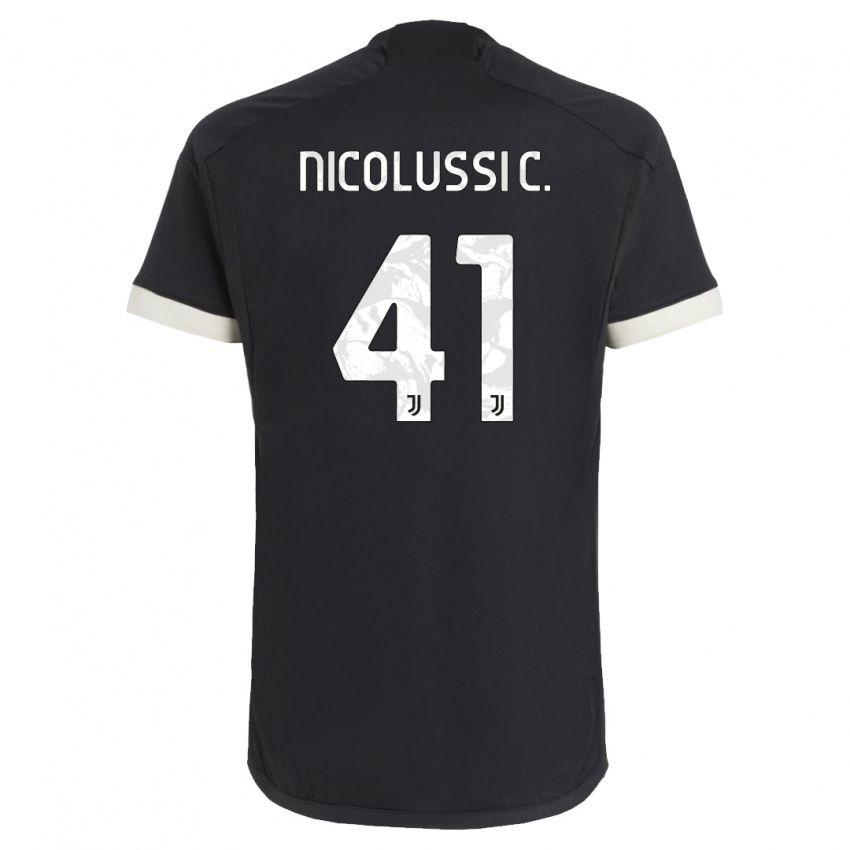 Enfant Maillot Hans Nicolussi Caviglia #41 Noir Troisieme 2023/24 T-Shirt Suisse