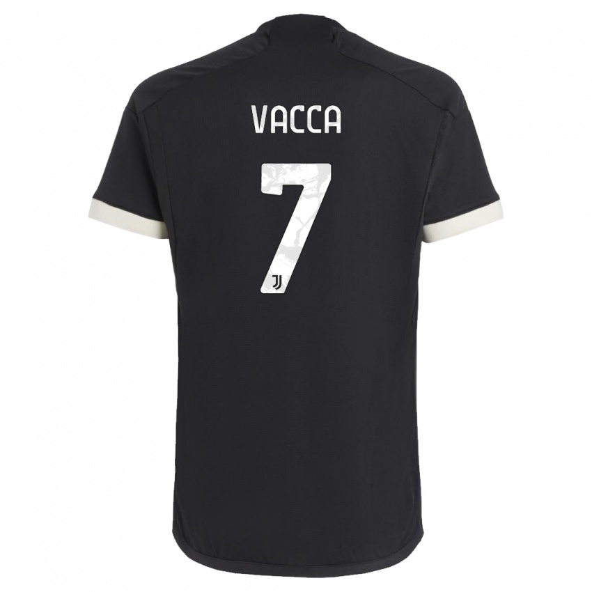 Enfant Maillot Alessio Vacca #7 Noir Troisieme 2023/24 T-Shirt Suisse