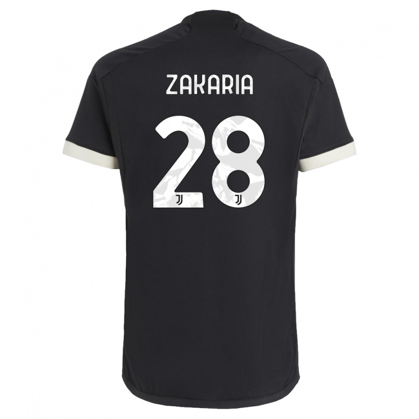 Enfant Maillot Denis Zakaria #28 Noir Troisieme 2023/24 T-Shirt Suisse
