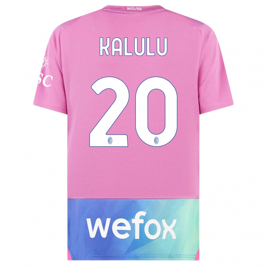 Enfant Maillot Pierre Kalulu #20 Rose-Mauve Troisieme 2023/24 T-Shirt Suisse