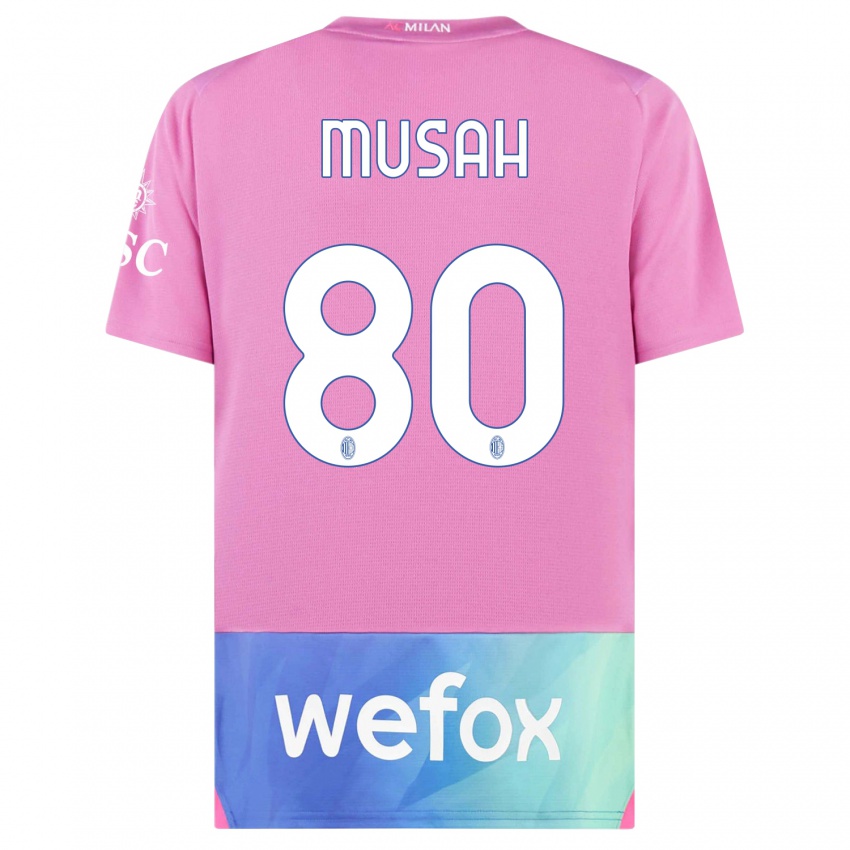 Enfant Maillot Yunus Musah #80 Rose-Mauve Troisieme 2023/24 T-Shirt Suisse