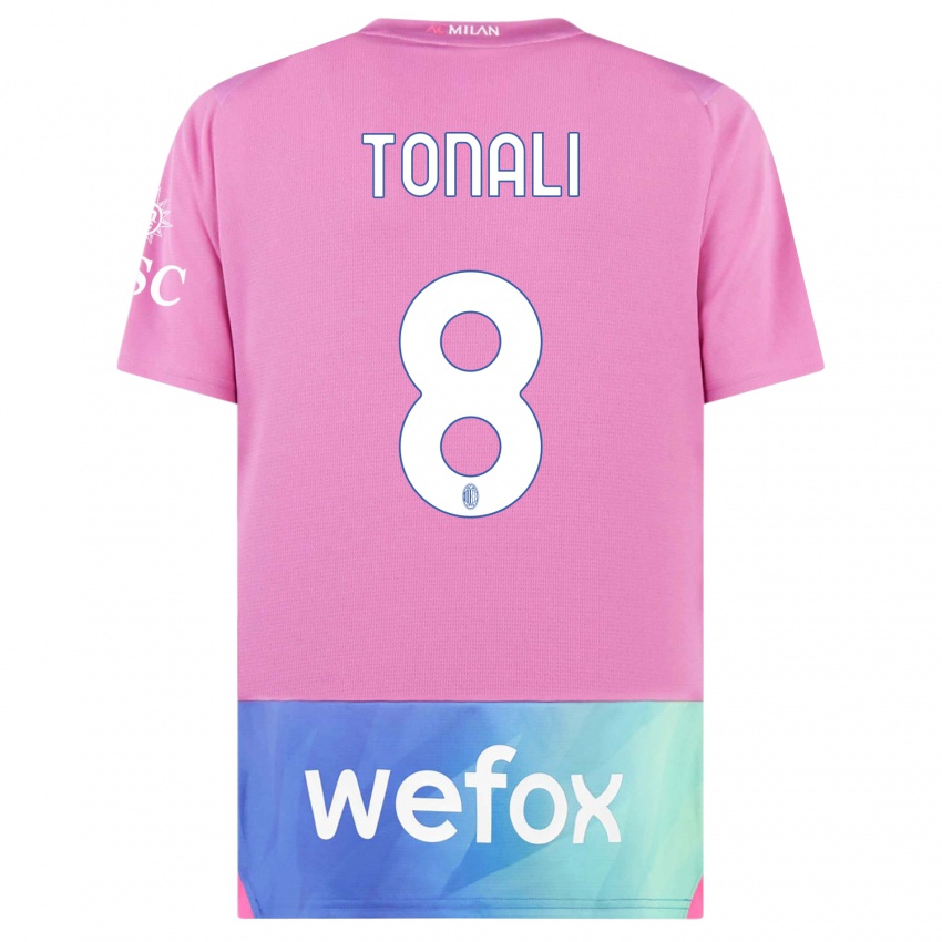Enfant Maillot Sandro Tonali #8 Rose-Mauve Troisieme 2023/24 T-Shirt Suisse