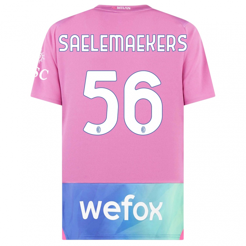 Enfant Maillot Alexis Saelemaekers #56 Rose-Mauve Troisieme 2023/24 T-Shirt Suisse