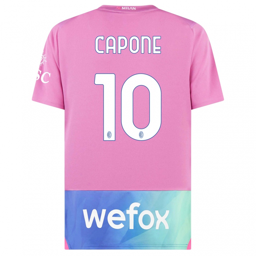 Enfant Maillot Andrea Capone #10 Rose-Mauve Troisieme 2023/24 T-Shirt Suisse
