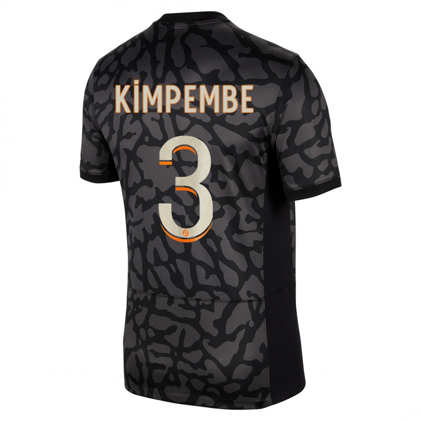 Enfant Maillot Presnel Kimpembe #3 Noir Troisieme 2023/24 T-Shirt Suisse