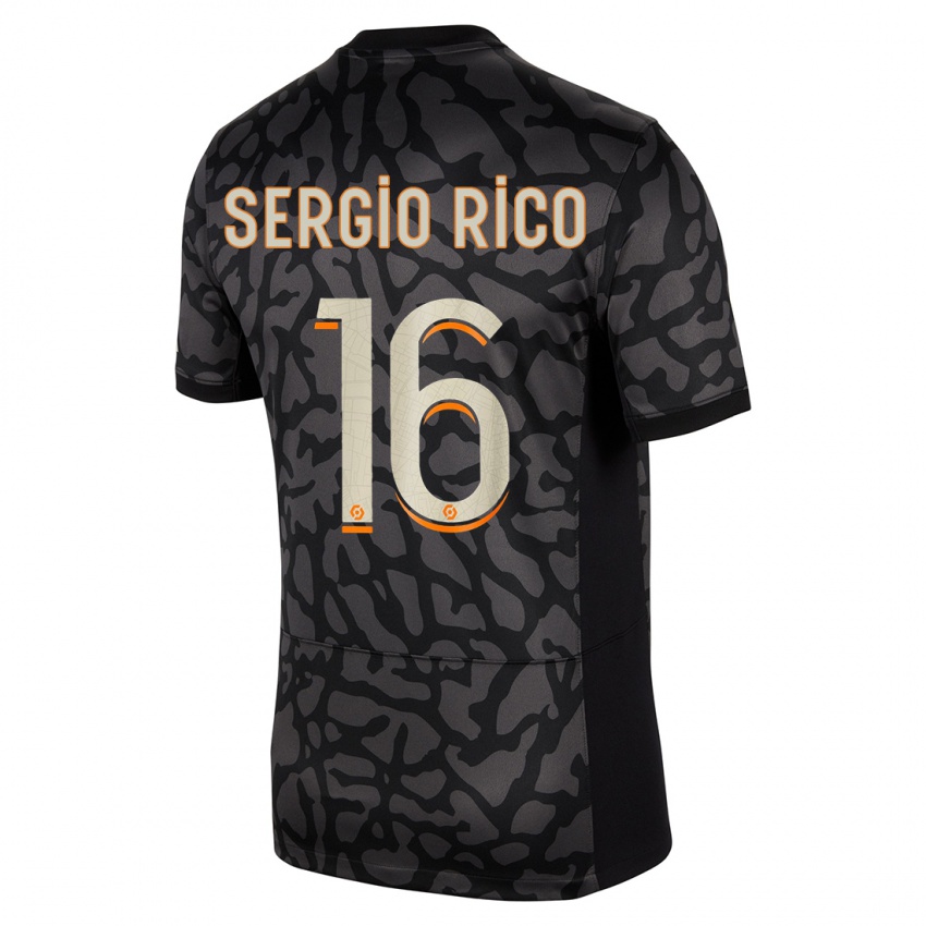 Kinder Sergio Rico #16 Schwarz Ausweichtrikot Trikot 2023/24 T-Shirt Schweiz