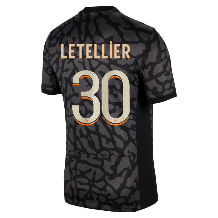 Enfant Maillot Alexandre Letellier #30 Noir Troisieme 2023/24 T-Shirt Suisse
