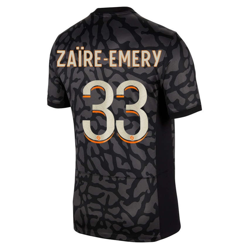 Enfant Maillot Warren Zaire Emery #33 Noir Troisieme 2023/24 T-Shirt Suisse