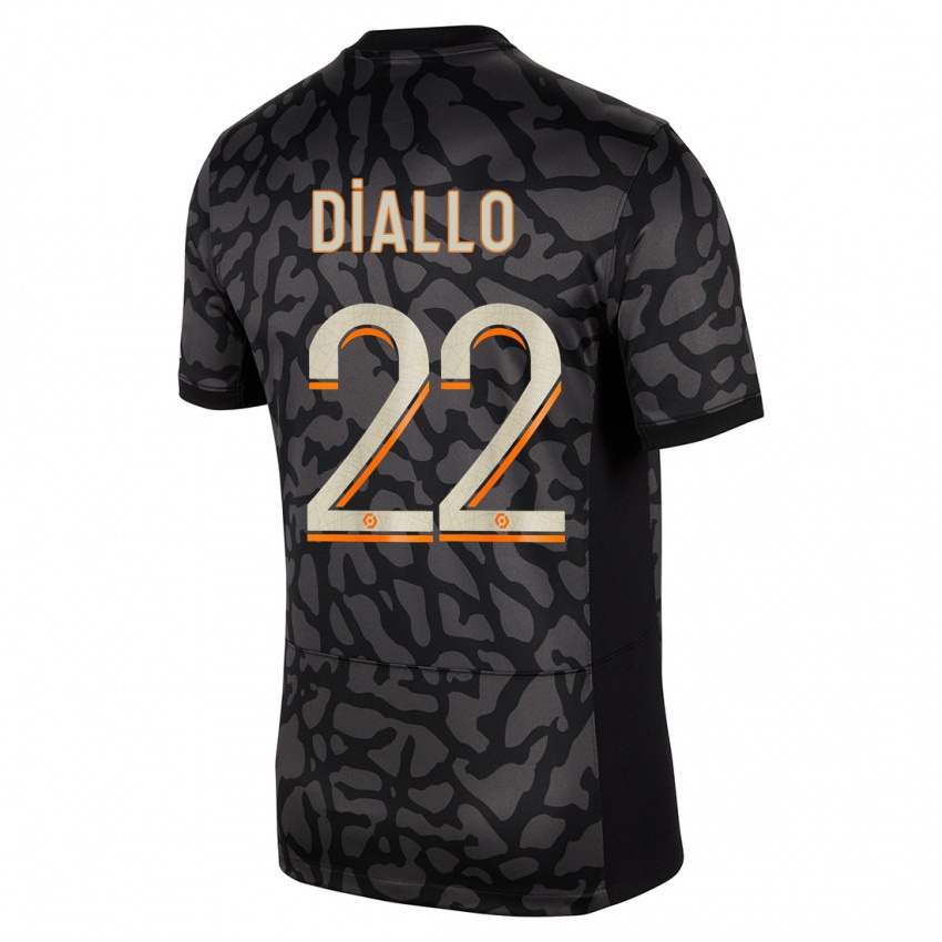 Enfant Maillot Abdou Diallo #22 Noir Troisieme 2023/24 T-Shirt Suisse