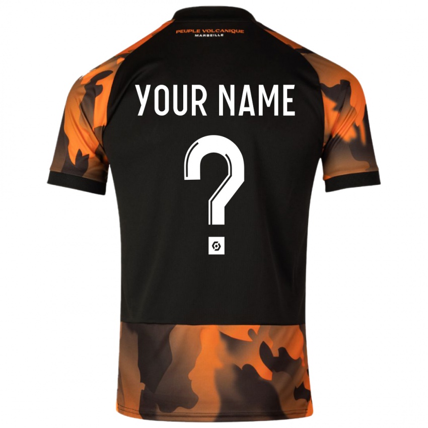 Enfant Maillot Votre Nom #0 Noir Orange Troisieme 2023/24 T-Shirt Suisse