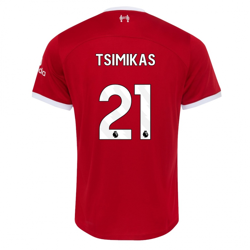 Homme Maillot Konstantinos Tsimikas #21 Rouge Tenues Domicile 2023/24 T-Shirt Suisse