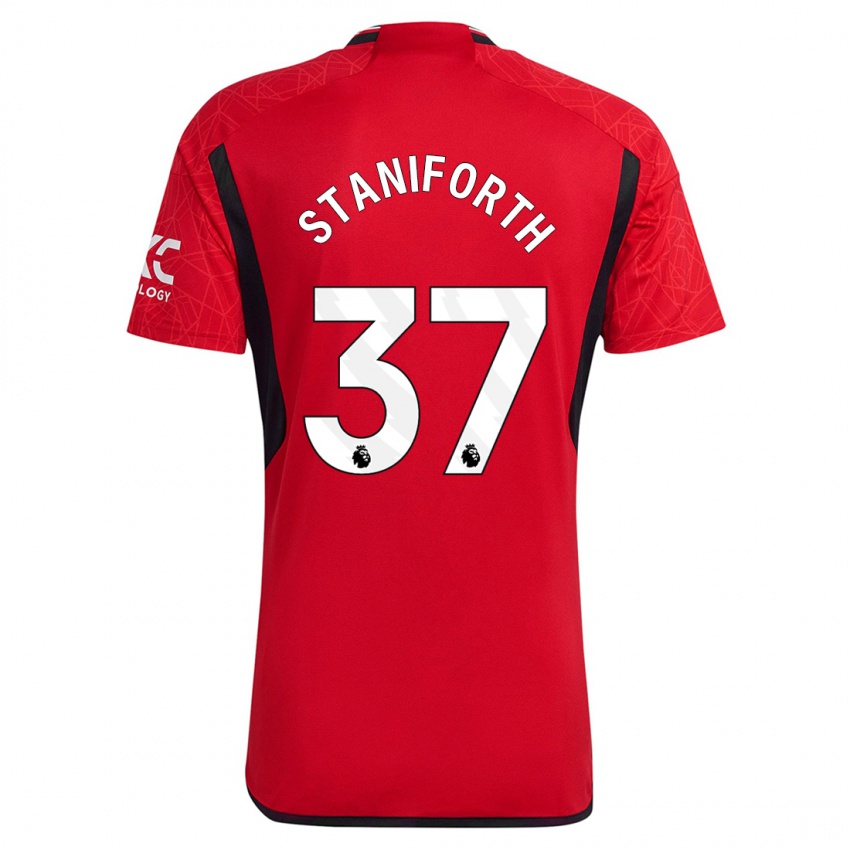 Homme Maillot Lucy Staniforth #37 Rouge Tenues Domicile 2023/24 T-Shirt Suisse