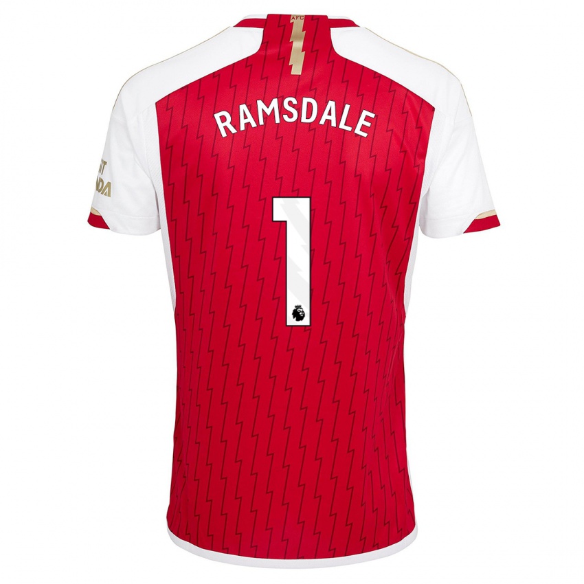 Homme Maillot Aaron Ramsdale #1 Rouge Tenues Domicile 2023/24 T-Shirt Suisse