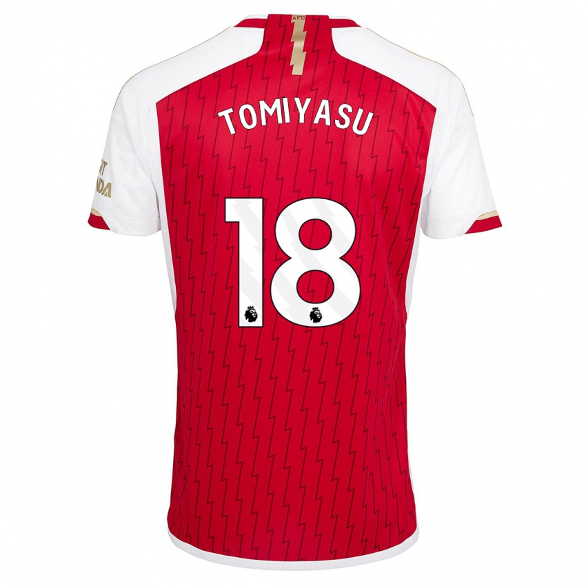 Homme Maillot Takehiro Tomiyasu #18 Rouge Tenues Domicile 2023/24 T-Shirt Suisse