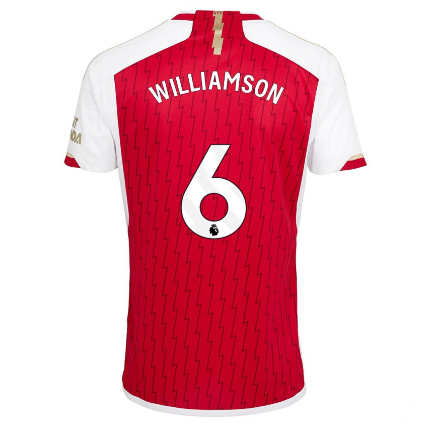 Homme Maillot Leah Williamson #6 Rouge Tenues Domicile 2023/24 T-Shirt Suisse