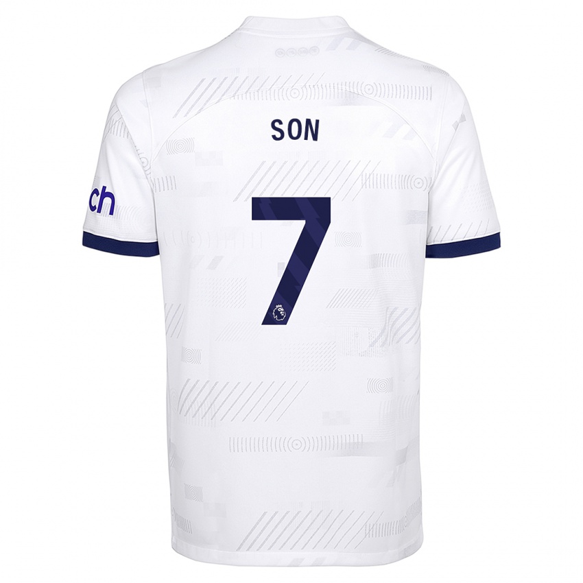 Homme Maillot Heung-Min Son #7 Blanc Tenues Domicile 2023/24 T-Shirt Suisse